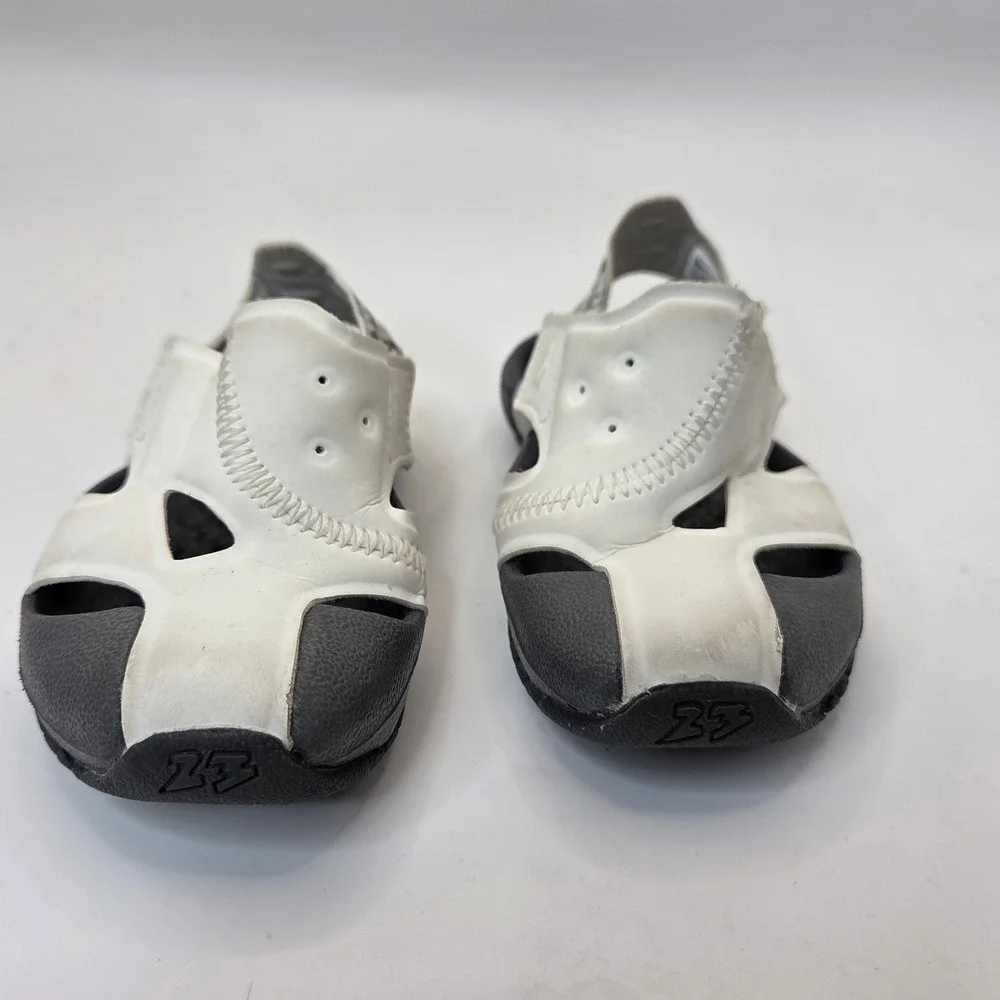 Jordan Flare Infant Toddler Sandals White Black Elephant Print CI7850-100 4C